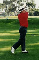 Golfer swinging a club